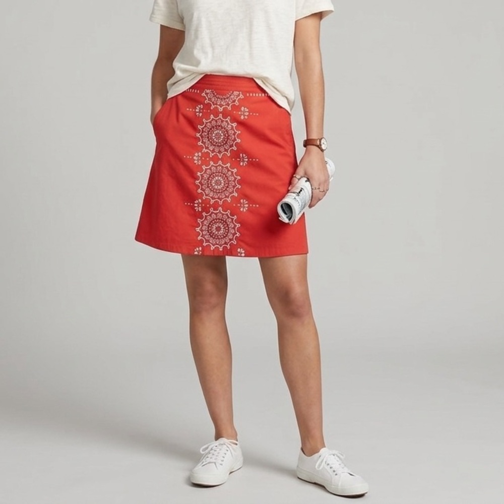 Lithe By Anthropologie Coral Embellished Medallion Skirt